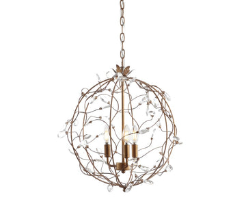 Isabelle 20" Adjustable Metal/Glass LED Pendant - JONATHAN Y